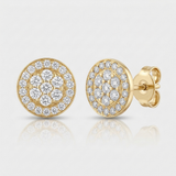 round cluster natural diamond stud earrings in 14k gold