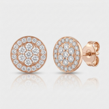 round cluster natural diamond stud earrings in 14k gold rose gold