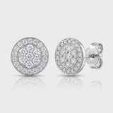 round cluster natural diamond stud earrings in 14k gold white gold