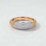 pave natural diamond oval ring in 14k gold rose gold