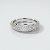pave natural diamond oval ring in 14k gold white gold
