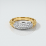 pave natural diamond oval ring in 14k gold