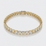 natural diamond bezel double heart tennis bracelet in 14k gold