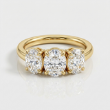 three stone round natural diamond ring in 14k gold