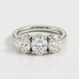 three stone round natural diamond ring in 14k gold white gold