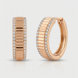 natural diamond fluted wide huggie earrings in 14k gold rose gold