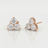 Round Natural Diamond Triangle Cluster Stud Earrings