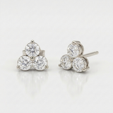 Round Natural Diamond Triangle Cluster Stud Earrings