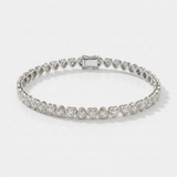 natural diamond bezel heart tennis bracelet in 14k gold white gold