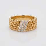 wide pave natural diamond band ring in 14k gold