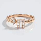 dangling natural diamond bar ring in 14k gold rose gold