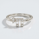 dangling natural diamond bar ring in 14k gold white gold