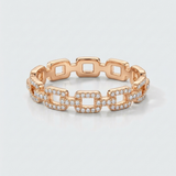 natural diamond link ring in 14k gold rose gold
