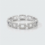 natural diamond link ring in 14k gold white gold