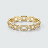 natural diamond link ring in 14k gold