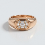 baguette natural diamond signet ring in 14k gold white gold