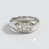 baguette natural diamond signet ring in 14k gold rose gold