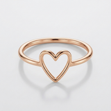 heart natural diamond open ring in 14k gold rose gold