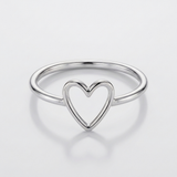 heart natural diamond open ring in 14k gold white gold