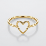 heart natural diamond open ring in 14k gold
