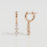graduated natural diamond drop hoop earrings in 14k gold rose gold