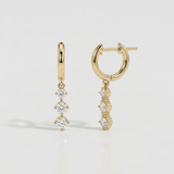graduated natural diamond drop hoop earrings in 14k gold