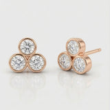 Round Natural Diamond Triangle Bezel Set Stud Earrings