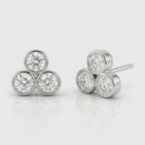 Round Natural Diamond Triangle Bezel Set Stud Earrings