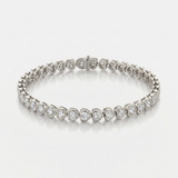 natural diamond bezel vertical heart tennis bracelet in 14k gold white gold