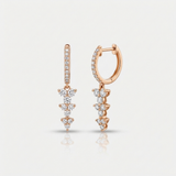 graduated natural diamond drop hoop earrings double drop in 14k gold rose gold