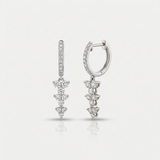 graduated natural diamond drop hoop earrings double drop in 14k gold white gold