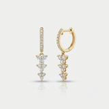 graduated natural diamond drop hoop earrings double drop in 14k gold