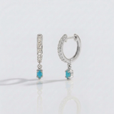 blue topaz and natural diamond drop hoop earrings in 14k gold white gold