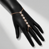 graduated natural diamond station hand chain in 14k gold rose gold