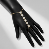 graduated natural diamond station hand chain in 14k gold