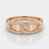 chain link natural diamond band ring in 14k gold rose gold
