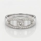 chain link natural diamond band ring in 14k gold white gold