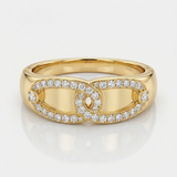 chain link natural diamond band ring in 14k gold