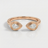 pear shape natural diamond open ring in 14k gold rose gold