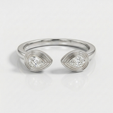 pear shape natural diamond open ring in 14k gold white gold