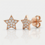 star pave natural diamond stud earrings in 14k gold rose gold