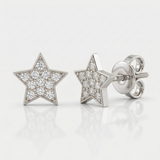 star pave natural diamond stud earrings in 14k gold white gold