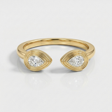 pear shape natural diamond open ring in 14k gold