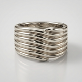 multi row gold band ring in 14k gold white gold