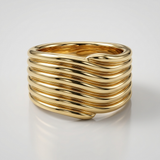 multi row gold band ring in 14k gold