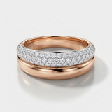 half pave natural diamond band ring in 14k gold rose gold