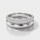 half pave natural diamond band ring in 14k gold white gold