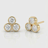 Round Natural Diamond Triangle Bezel Set Stud Earrings