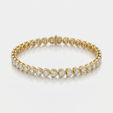 natural diamond bezel vertical heart tennis bracelet in 14k gold