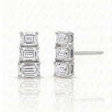 emerald cut natural diamond stud earrings in 14k gold white gold